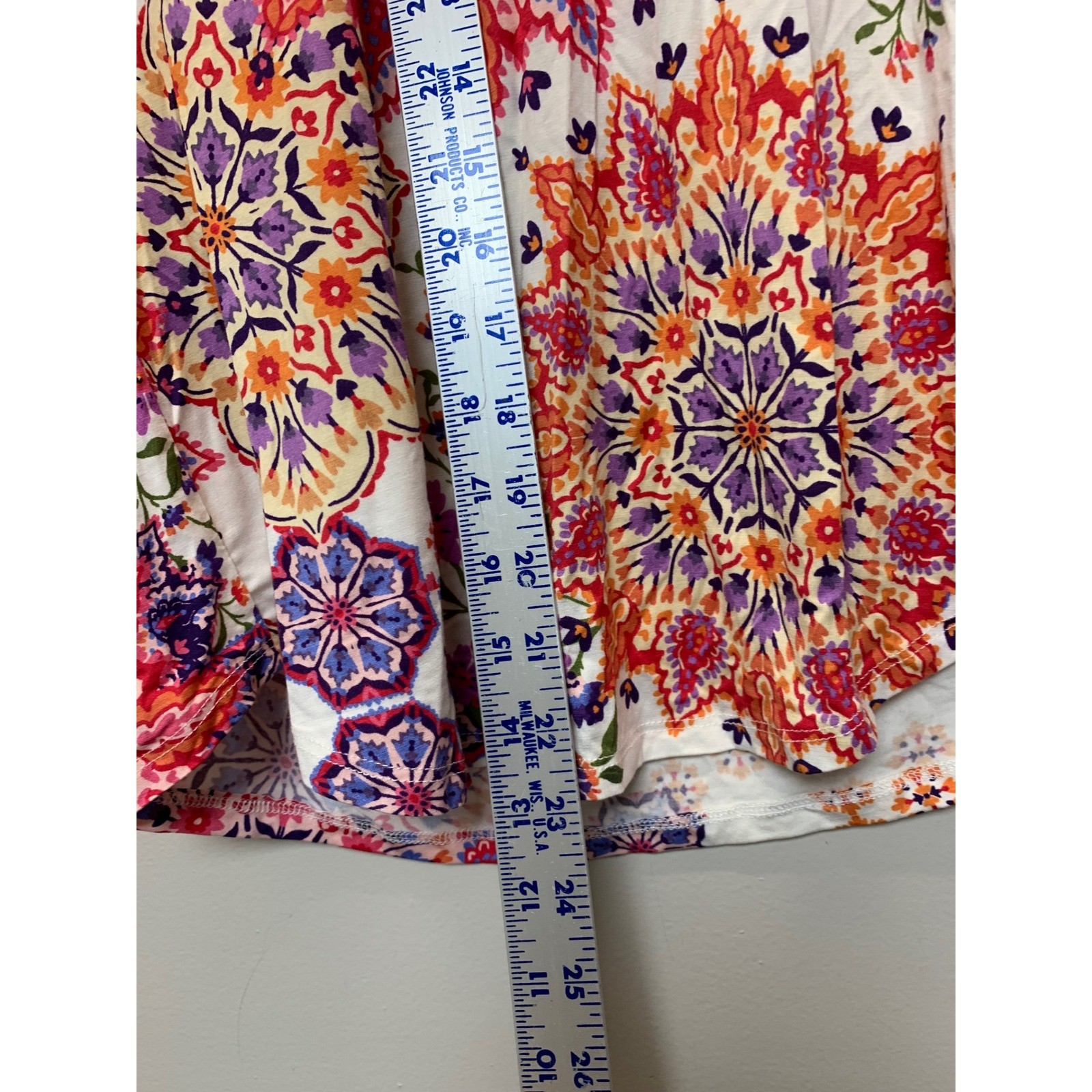Hale Bob Mandala Floral Top Womens Large Multicolor Excellent Boho V-Neck 43EK22