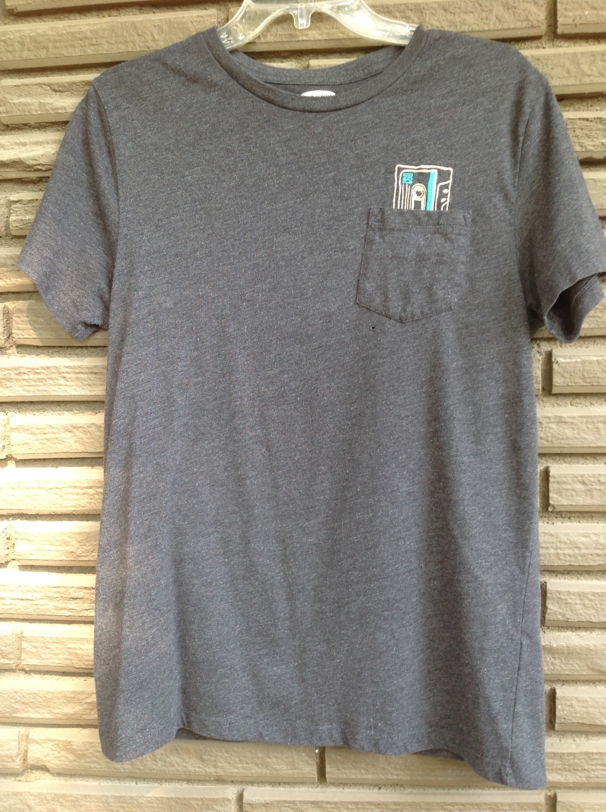 OLD NAVY Charcoal pocket tee w/ cassette tape, size small