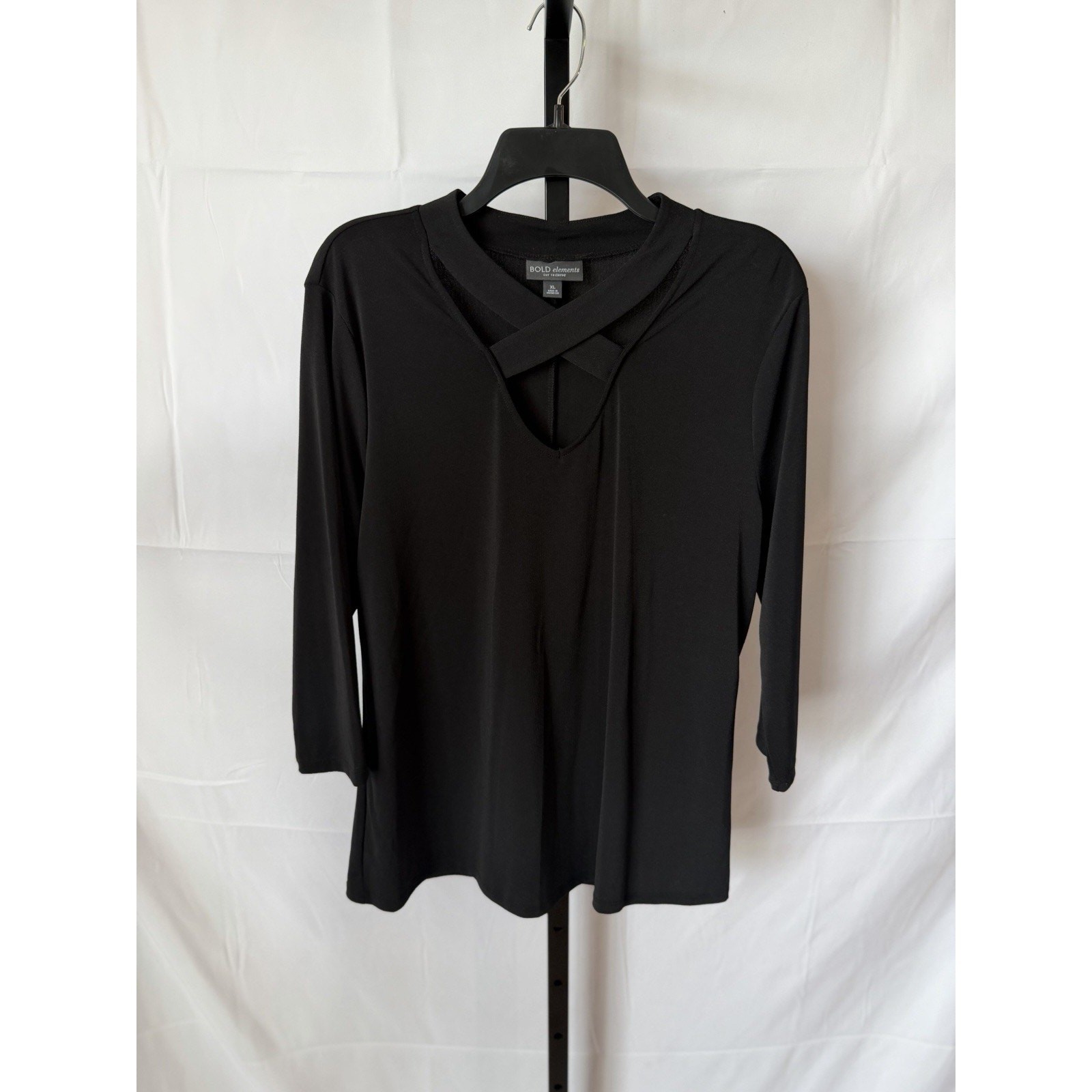 Bold Elements Black V-Neck Criss-Cross Blouse Sz XL