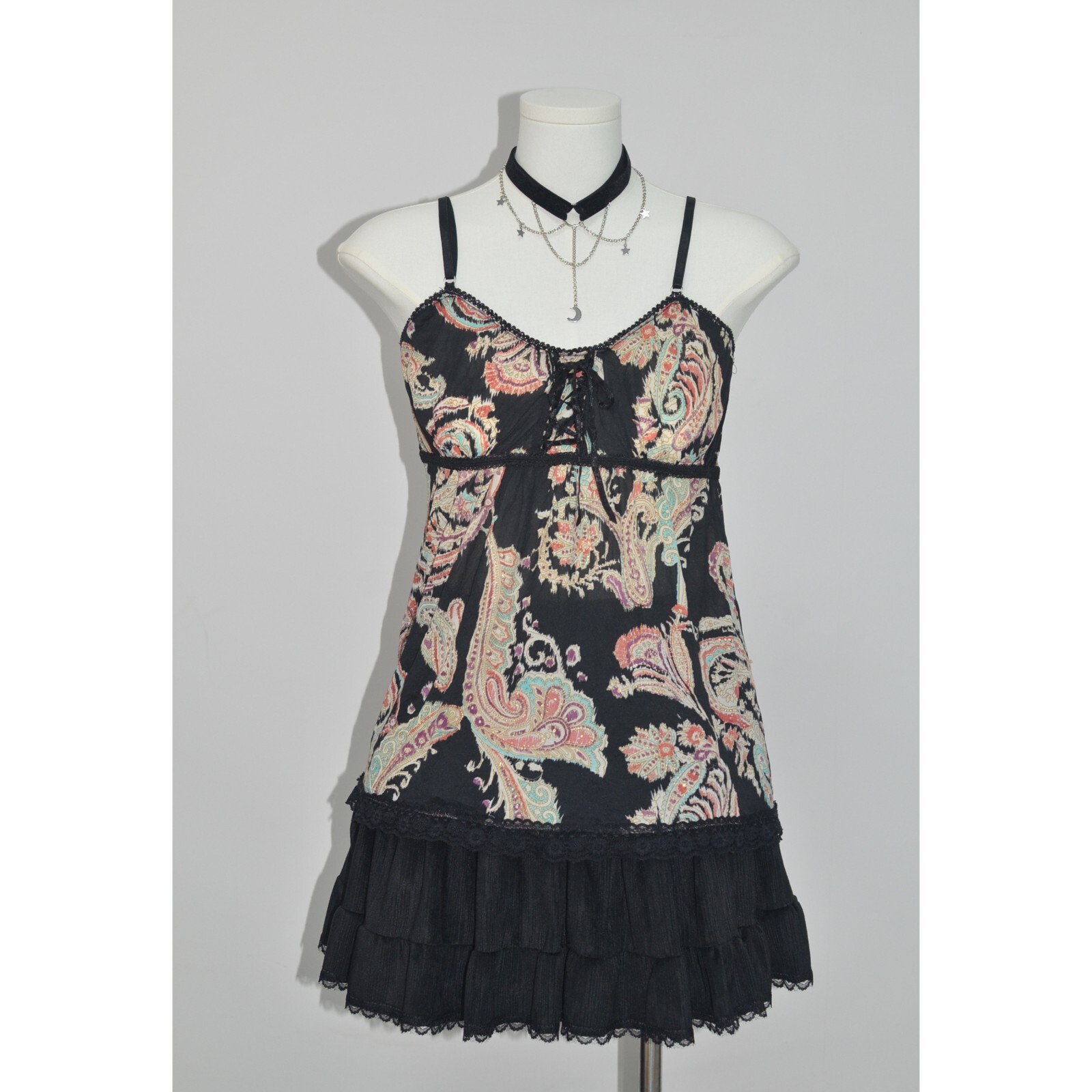 Japanese brand tropical print black women’s tank top
