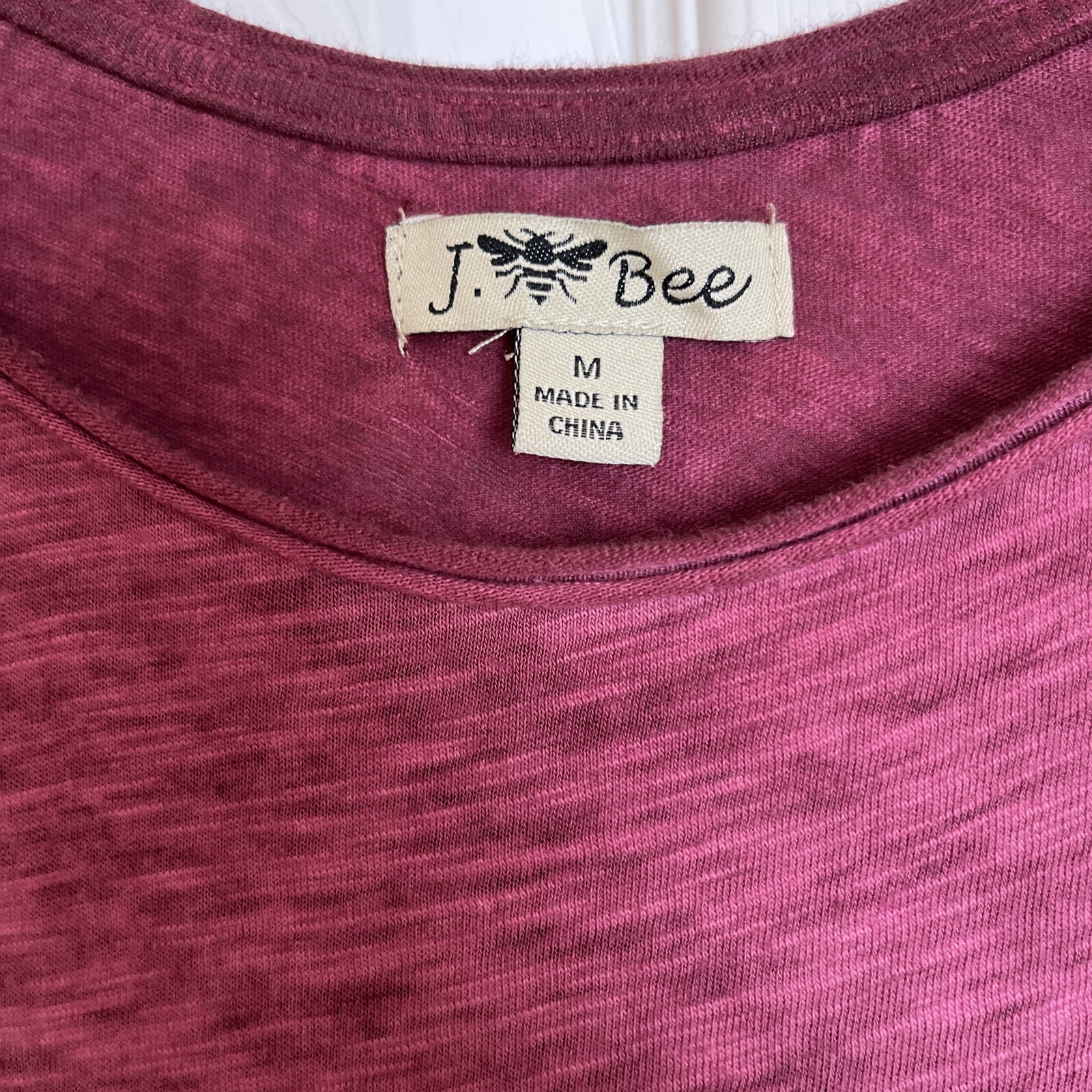 Women~J. Bee~Purple~100%Cotton~Mixed Media Drop Waist Scarf Hem Knit Tunic Top M