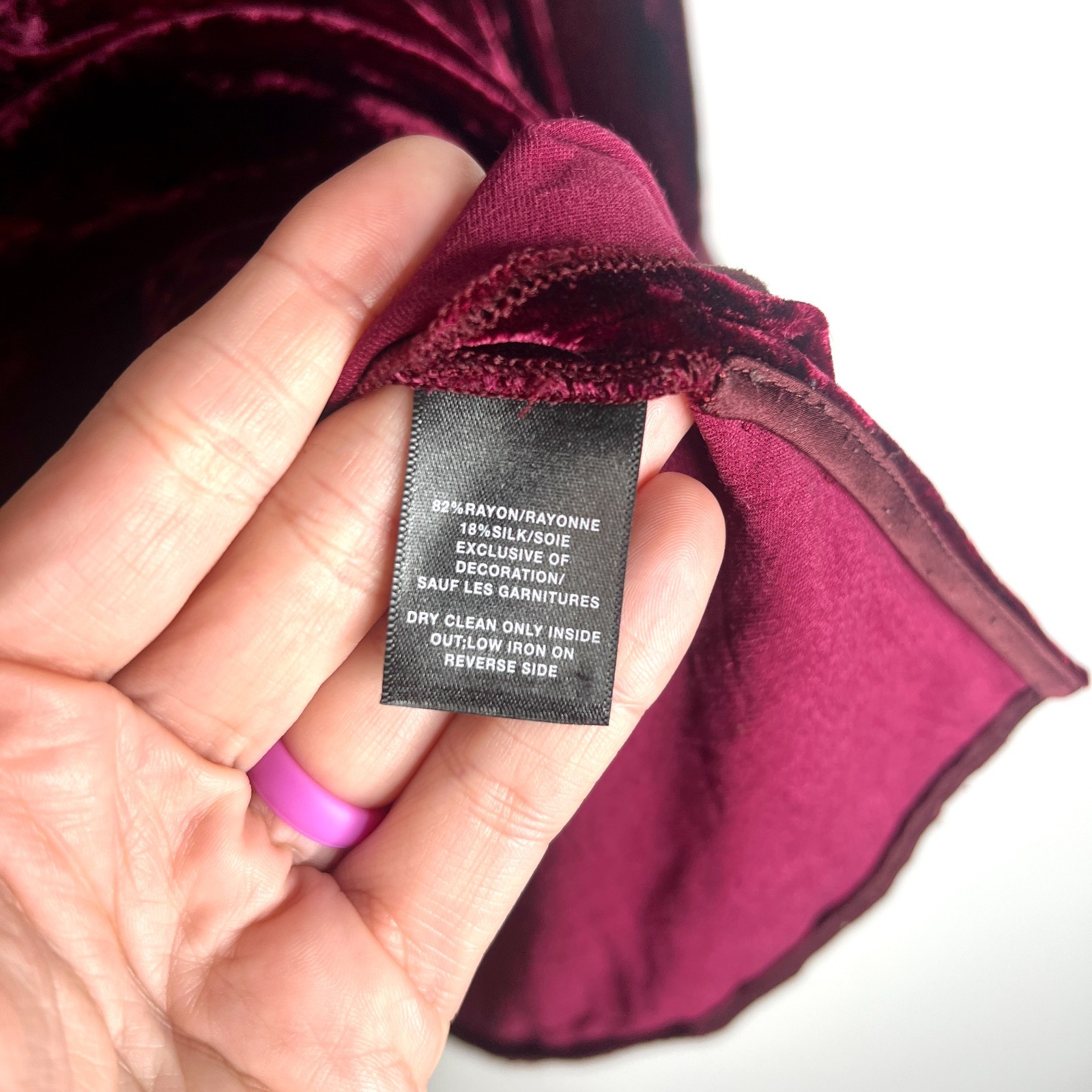 Lafayette 148 Crushed Velvet Wine Deep Burgundy Silk Blend Top Witchy Whimsigoth