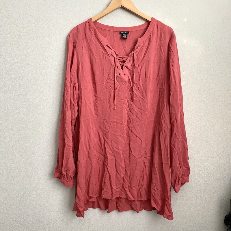 Torrid Challis Tie Front Lace-up Tunic Top in Mineral Red Size 2X