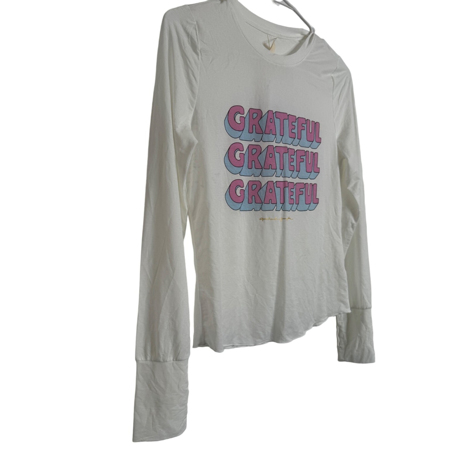 Spiritual Gangster White Women’s “Grateful” Long Sleeve Tee Shirt