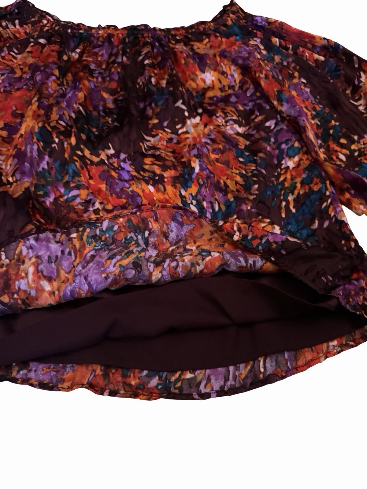 White House Black Market Abstract Off Shoulder Silk Blend Blouse S Office Career