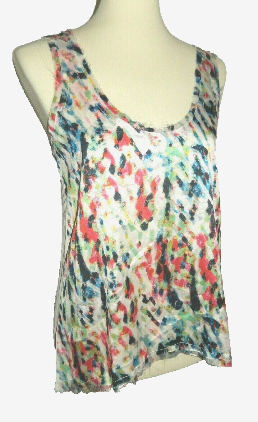 Lovers + Friends Because I’m Addicted Women’s Small Watercolor Tank Top Fringed