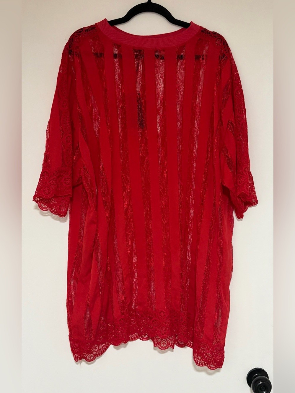AMEN Couture Scarlet Red Blouse Over with Stripe Motif One Size NWT