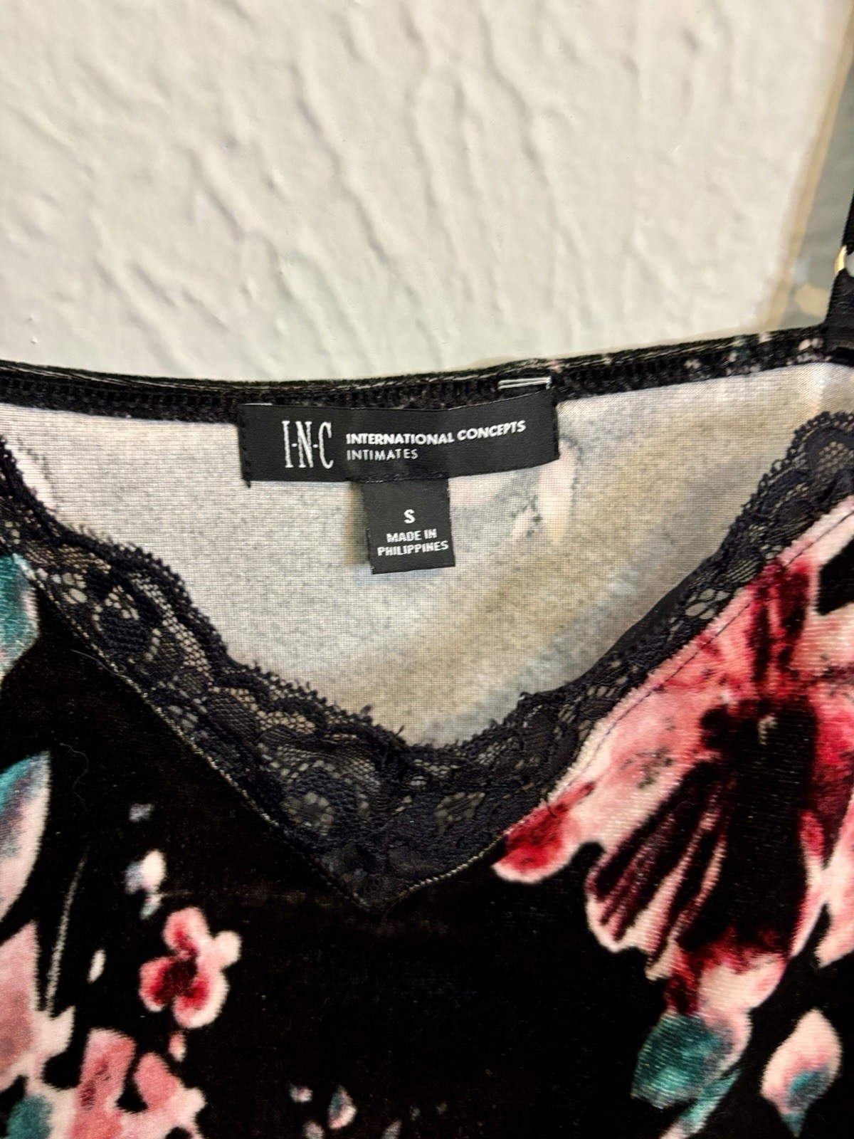 INC Floral Velvet Lace Trim Cami Tank Top NWT Size S Y2k Romantic Festival Top