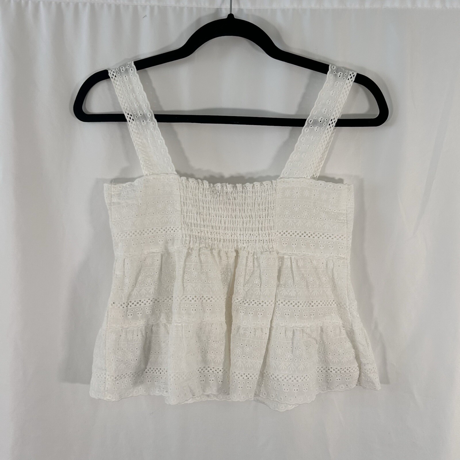 New Gianni Bini Tank Top Women’s XS White Lace Sleeveless Semi Sheer 100% Cotton