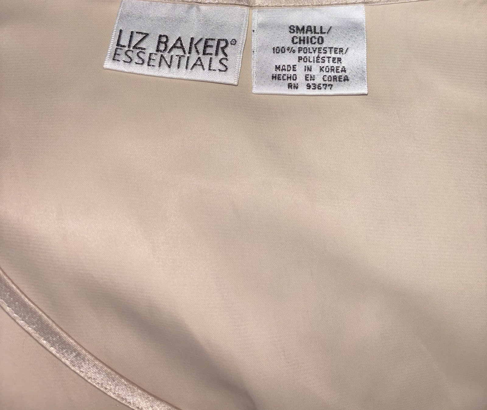 Liz Baker Essentials Women Size S Pullover Sleeveless Tank Top Tan Satin Feel