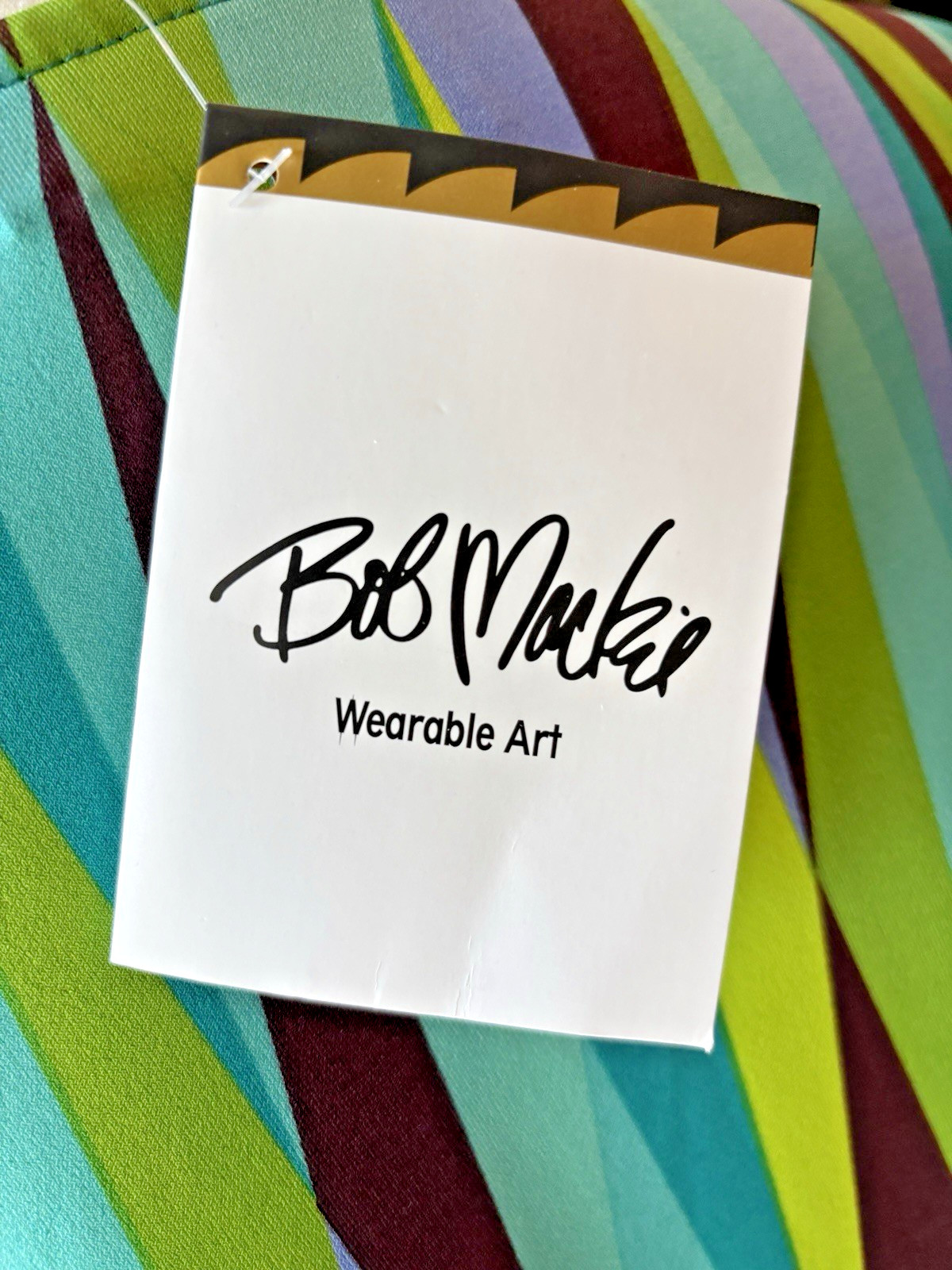 DESIGNER, BOB MAKIE” TAGGED TOP, “WEARABLE ART”, SIZE L, L SLEEVES, MACHINE WASH