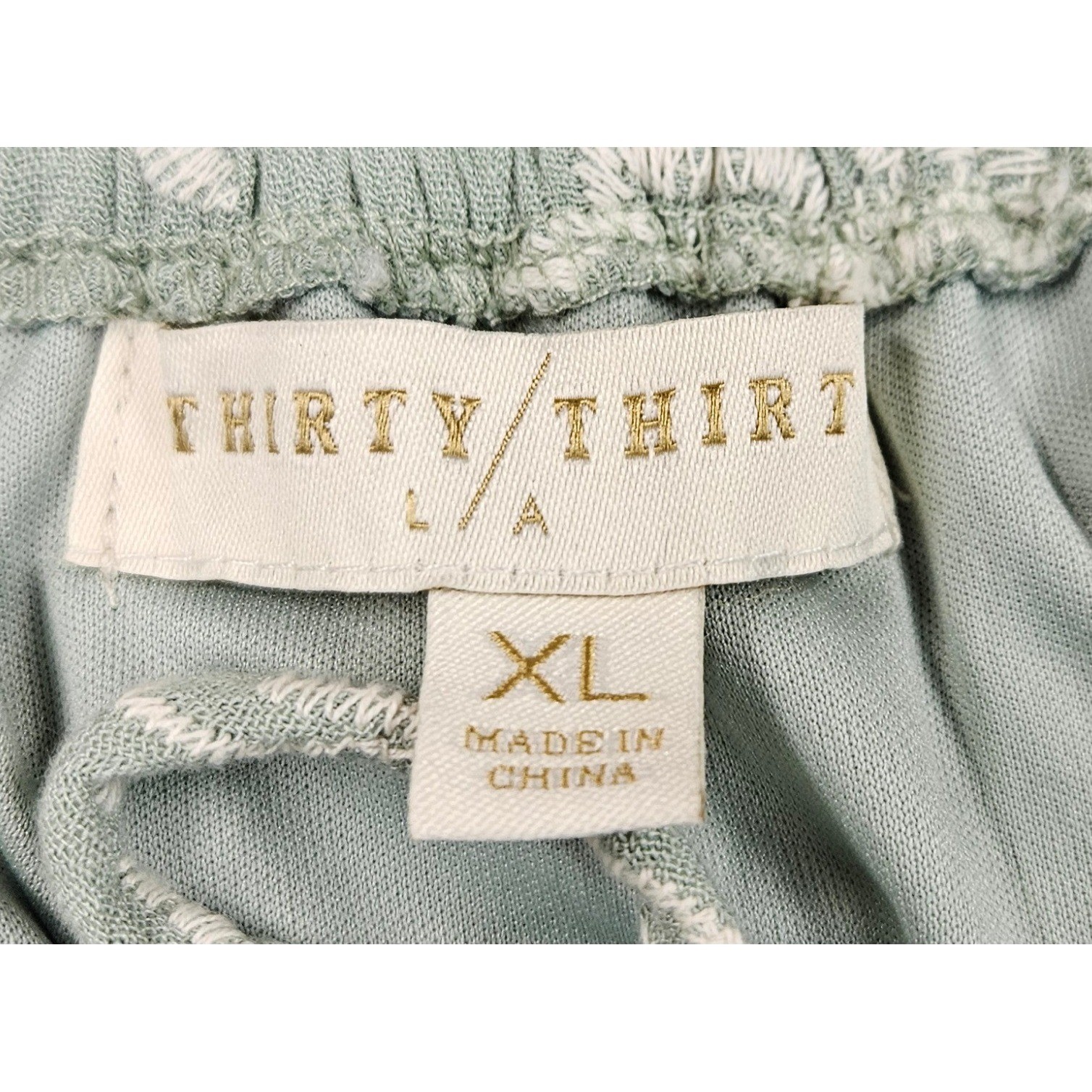 Thirty Thirty LA Sage Green Floral Embroidered Peasant Top XL Boho Milkmaid