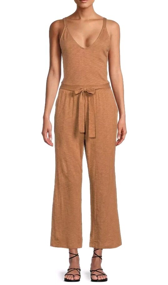 Time and Tru Women’s Sleeveless Jumpsuit w/Tie Belt Size M (8-10) Dark Latte