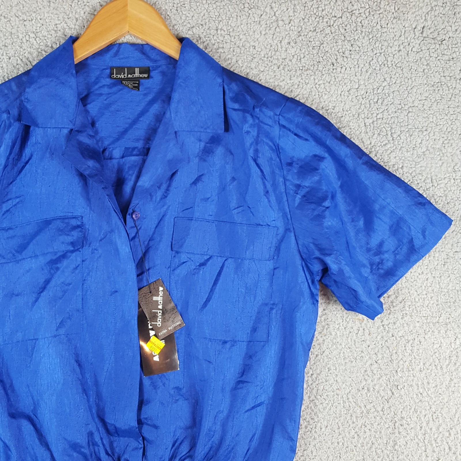 Vintage 80s Preppy Shiny Blue Golf Polo Womens Size Small Button Up Collar Shirt