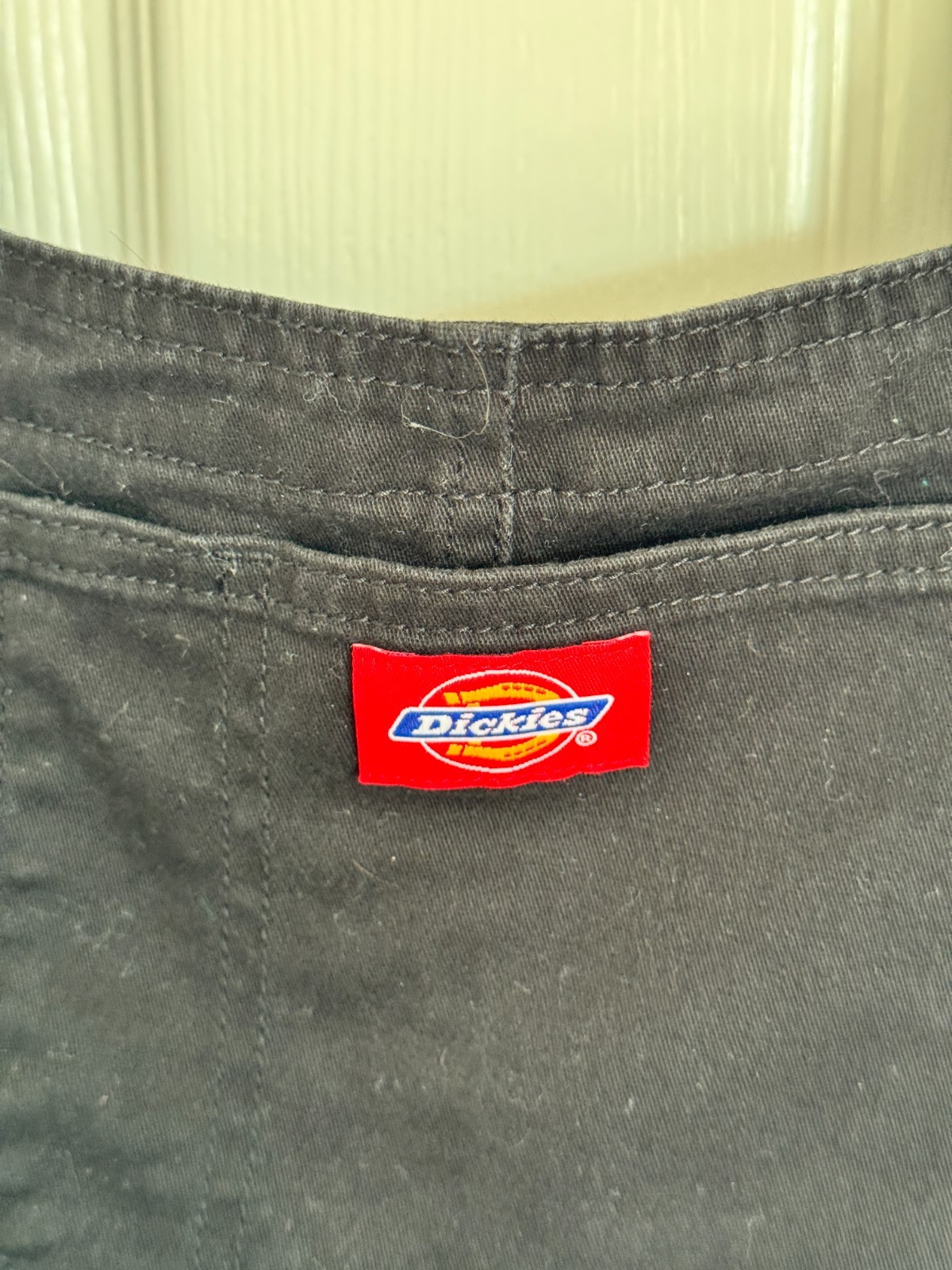 Dickies Black Denim Overall Dress Raw Hem Pinafore Jumper Size Large