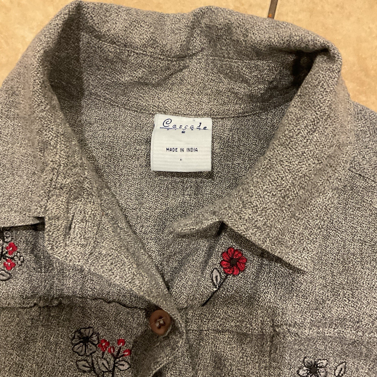 VTG Cascade Blues Women’s Western Boho Button Down Shirt Embroidered Floral