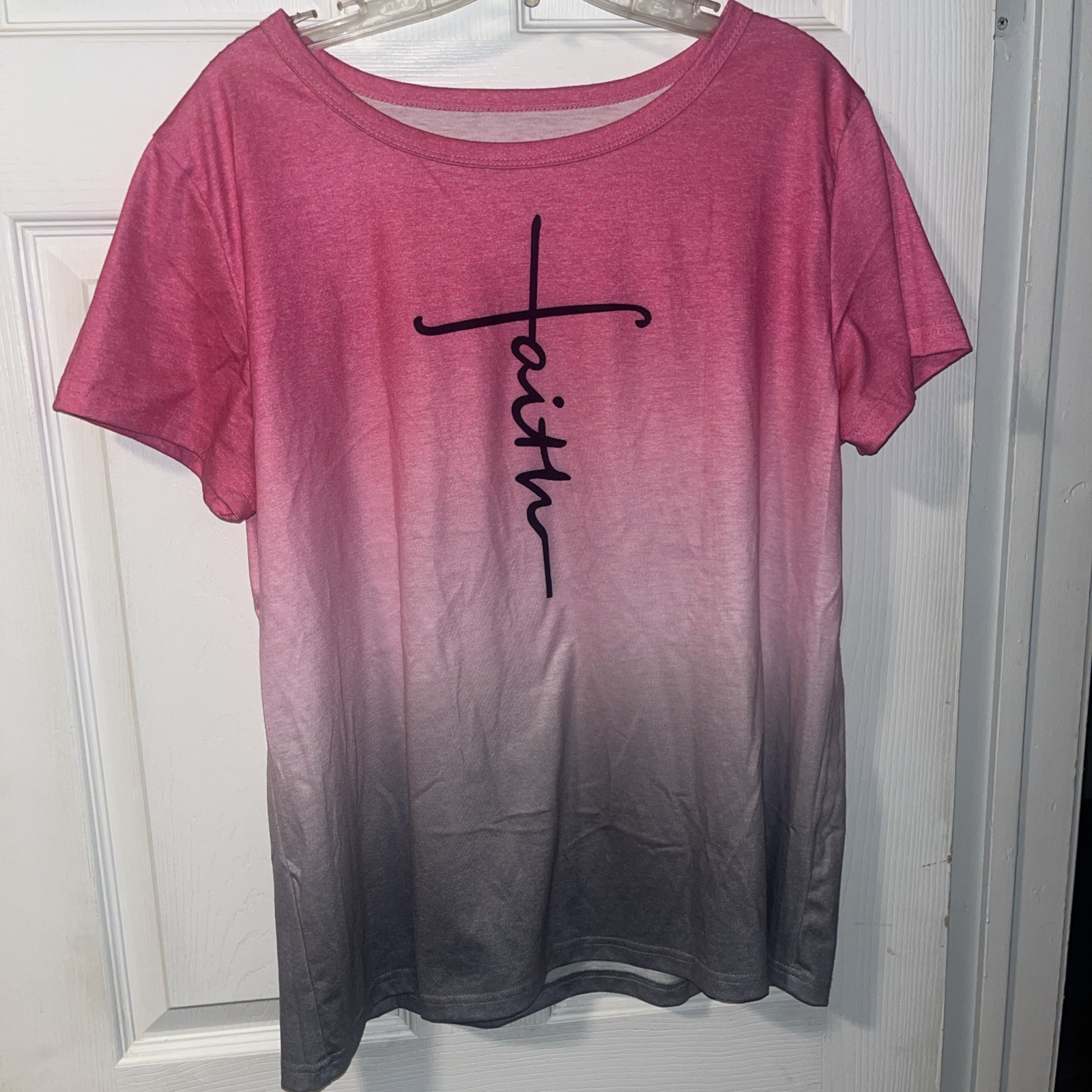 Faith T-Shirt Christian Religious Spiritual Pink Multicolor XL