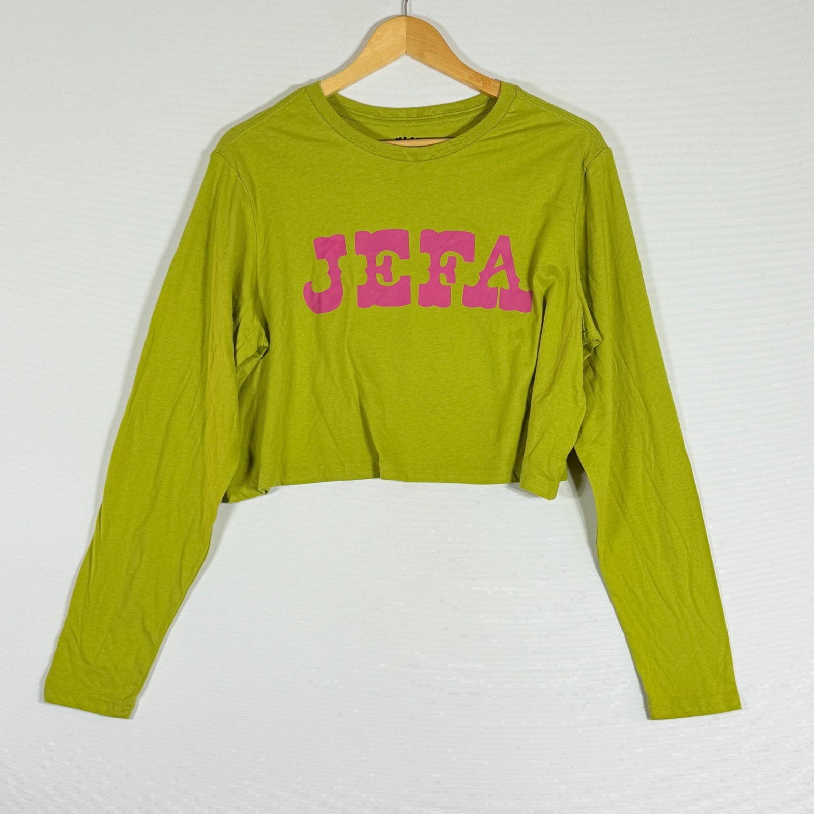 NEW Hija De Tu Madre XL Shirt Jefa Boss Cropped Long Sleeve Lime Green Pink