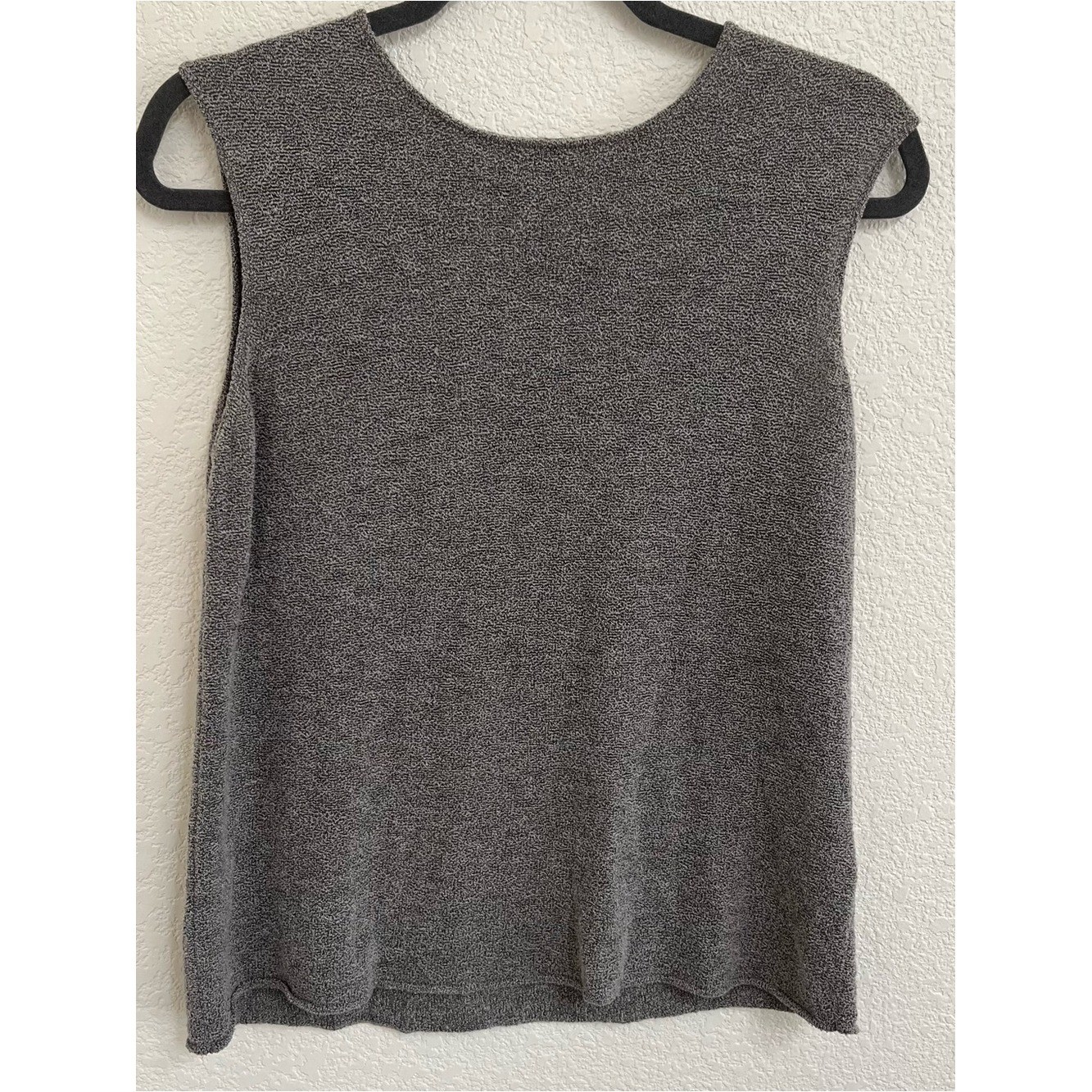 Eileen Fisher Heather Gray Knit Top L Wool Nylon