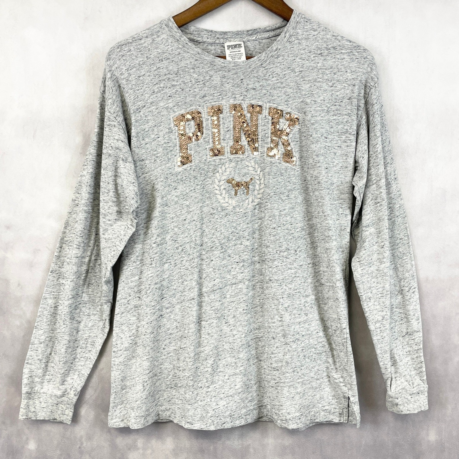 Victoria Secret PINK Womens Tee Top Small Bling Y2K Sequin Glam