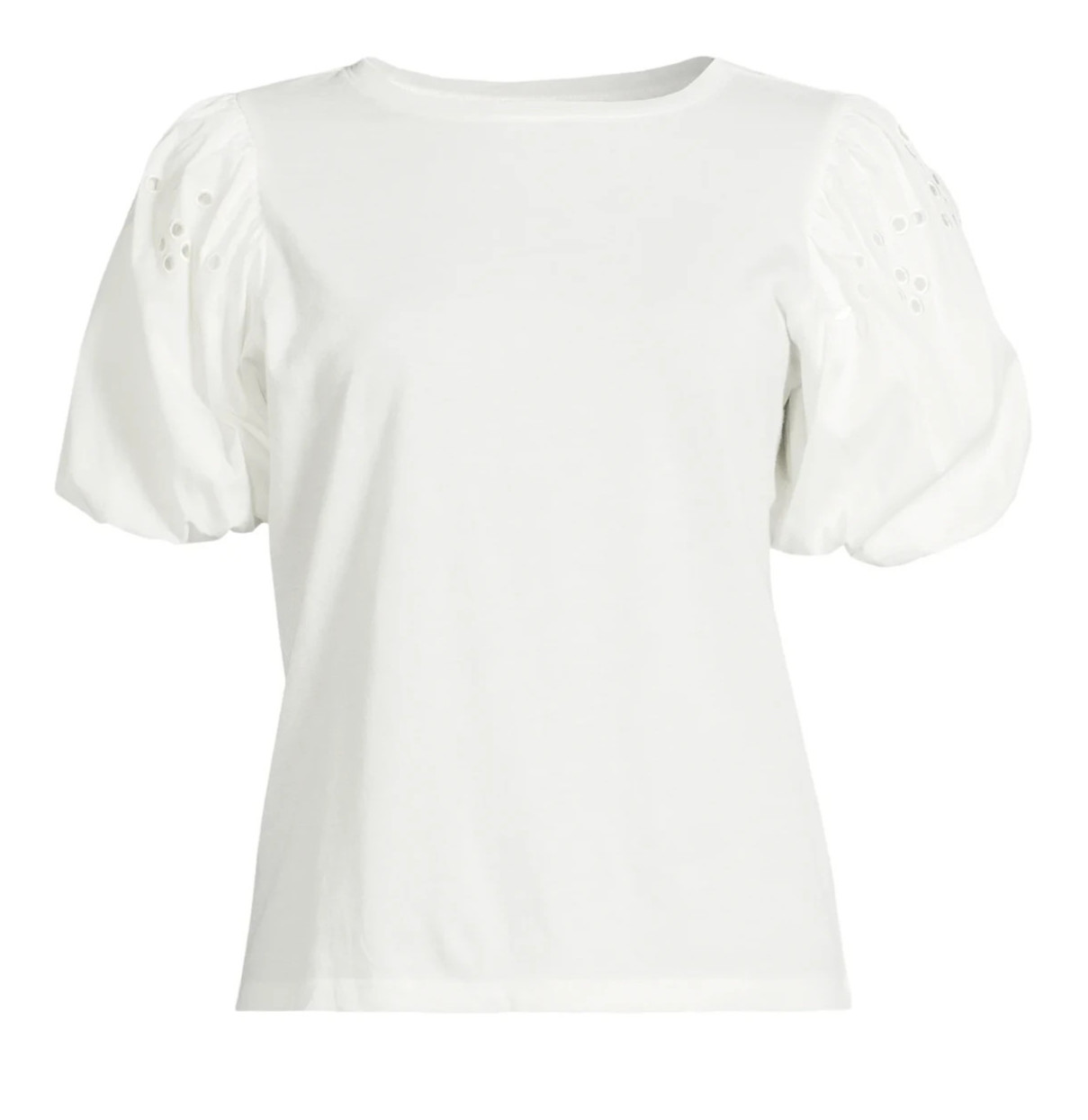 Free Assembly Womens Mixy Top Size L Cream Relaxed Embroidered Shoulder Casual