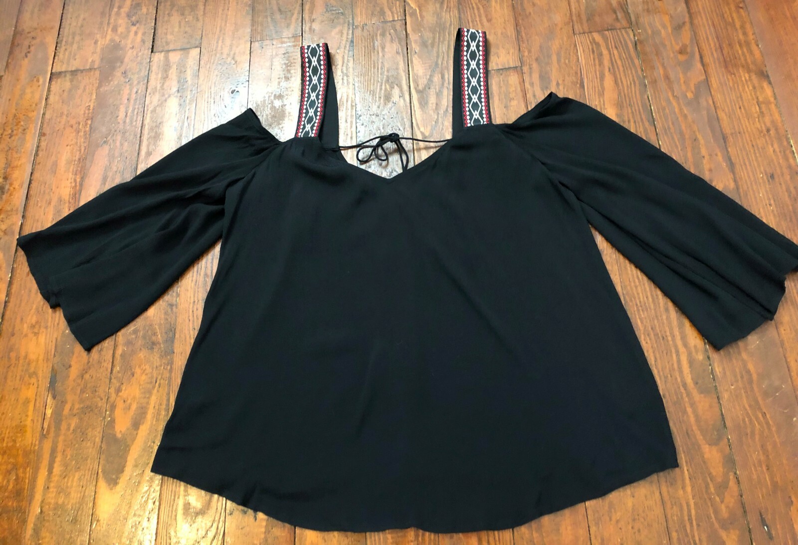 New Rebecca Minkoff Womens Open Shoulder Top Black Viscose Rayon Medium