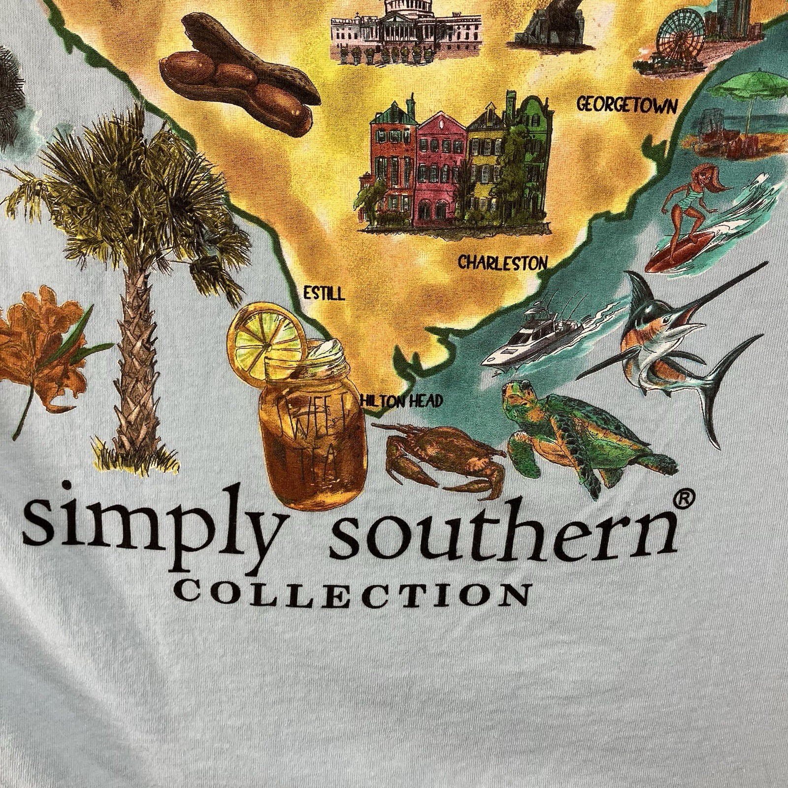 Simply Southern T Shirt Women’s Medium South Carolina State Icon Light Blue NWT