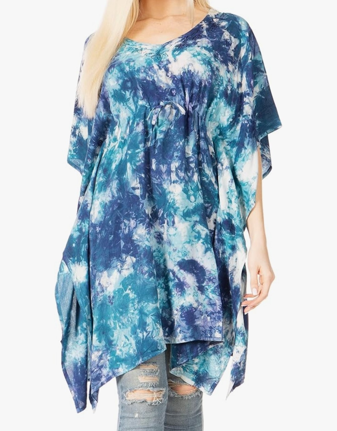 Womens Caftan Top Tunic Dress V Neck Loose Summer Boho Swing Coverup