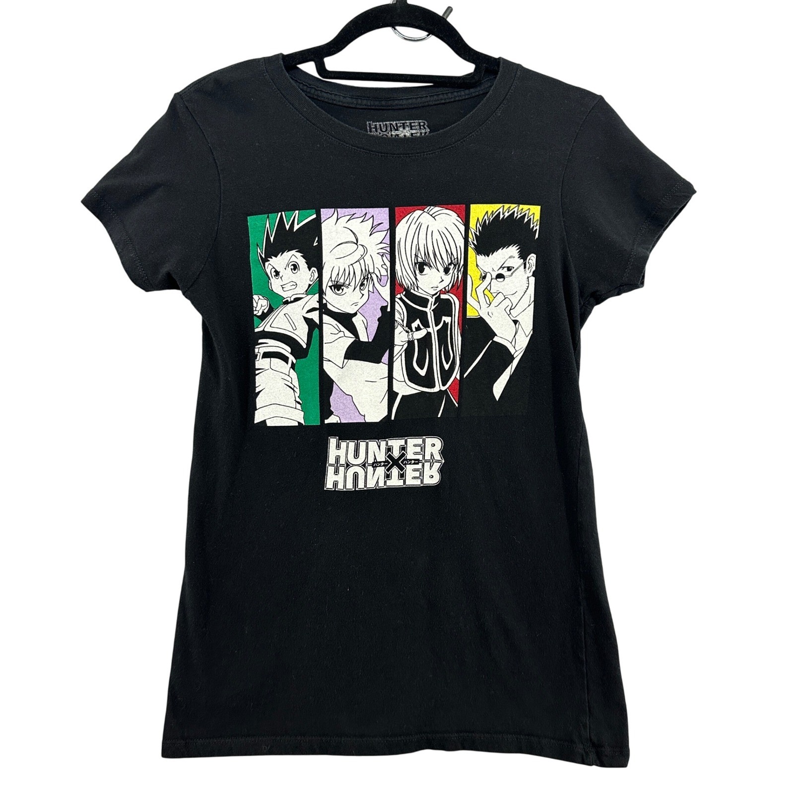 Hunter x Hunter Anime Manga Graphic T-Shirt Black Crew Neck Women’s Medium