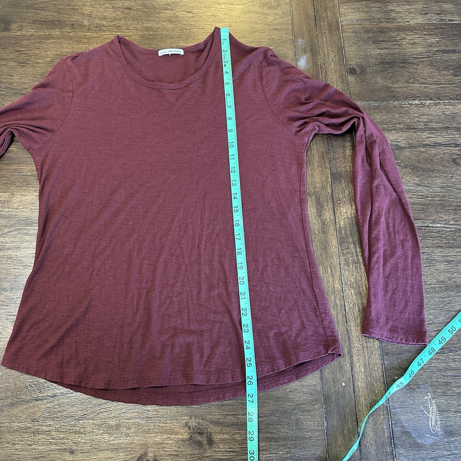 Standard James Perse Crew Neck Red Long Sleeve Tee T-Shirt Top Women’s 3 L Large
