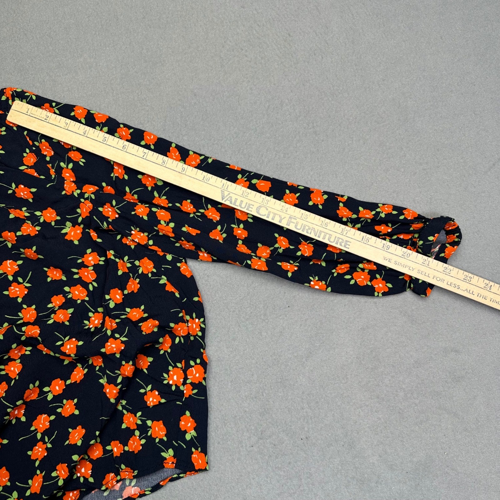 J.Crew Band Collar Lace Trim Blouse Top Womens XXL Navy Orange Floral Whimsigoth