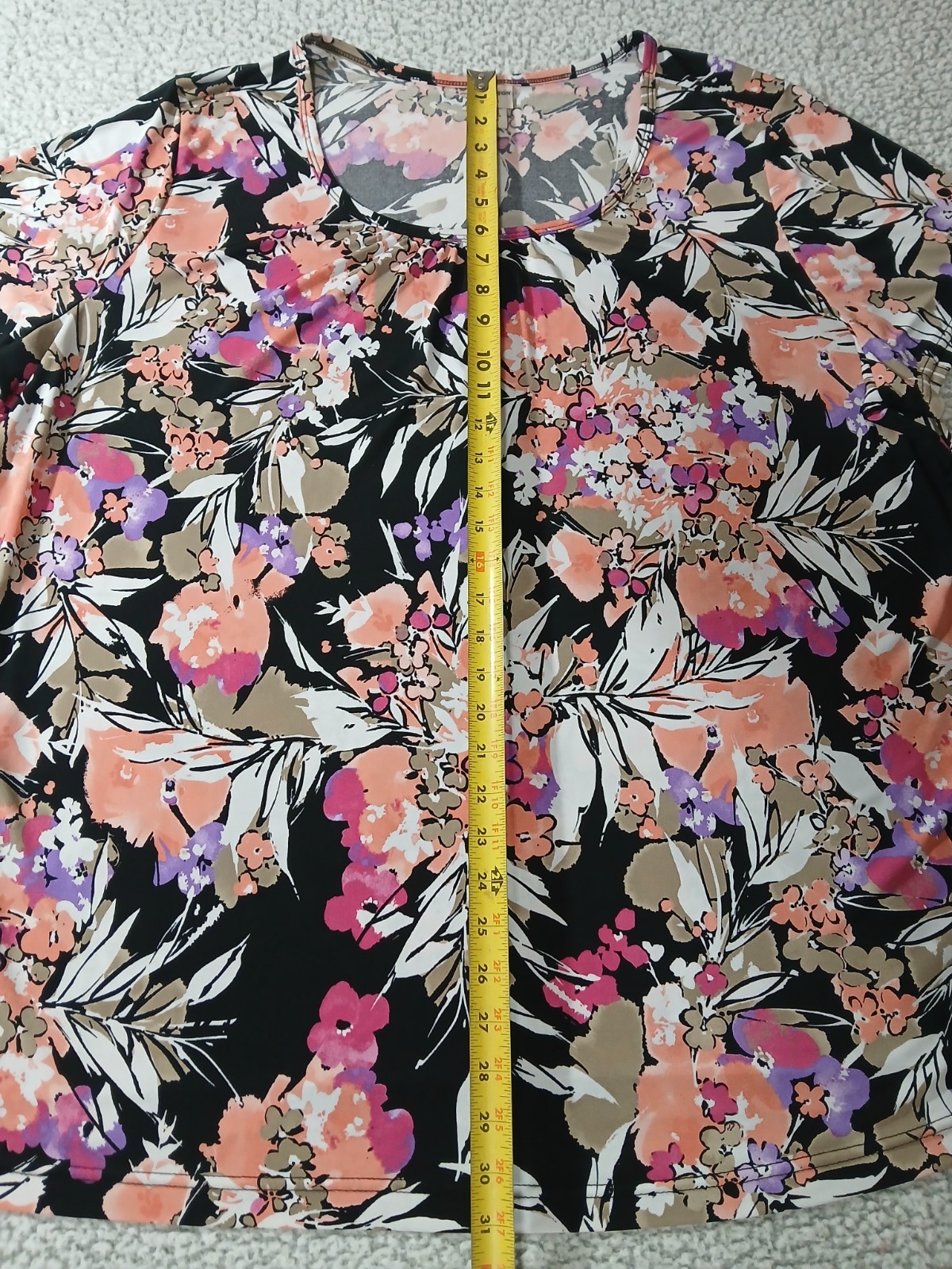 Covington Womens Blouse 20/22 W 2X Black Pink Purple Floral Short Sleeve