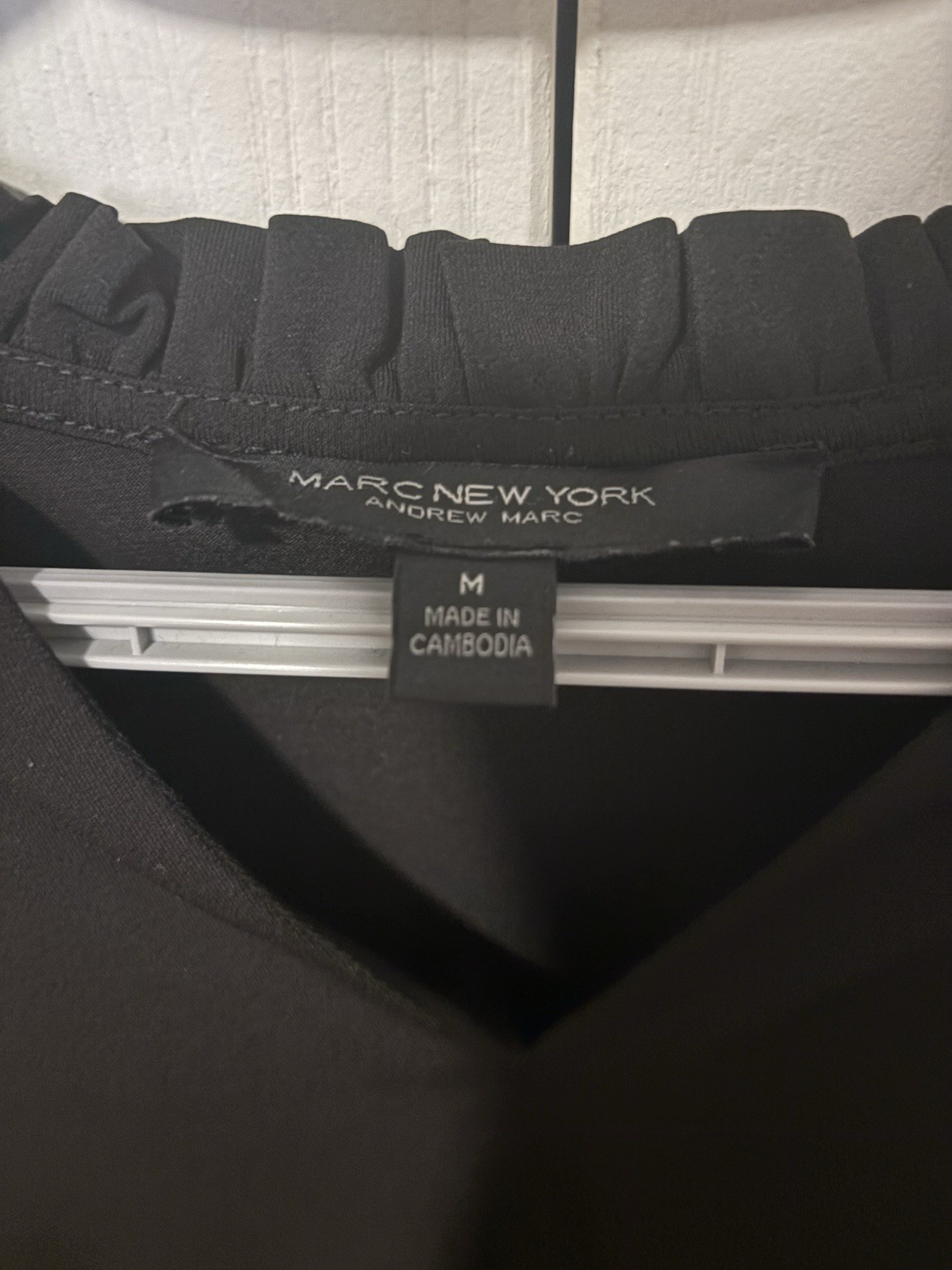 Marc New York Women’s Black Blouse Ruffle V Neck Size M