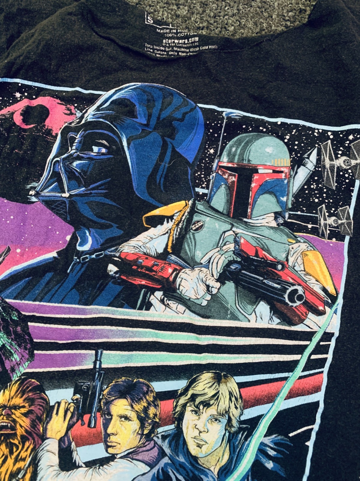 Star Wars Shirts Womens Medium Paper Thin 1977 Artwork + ESB Crop Top Boba Fett