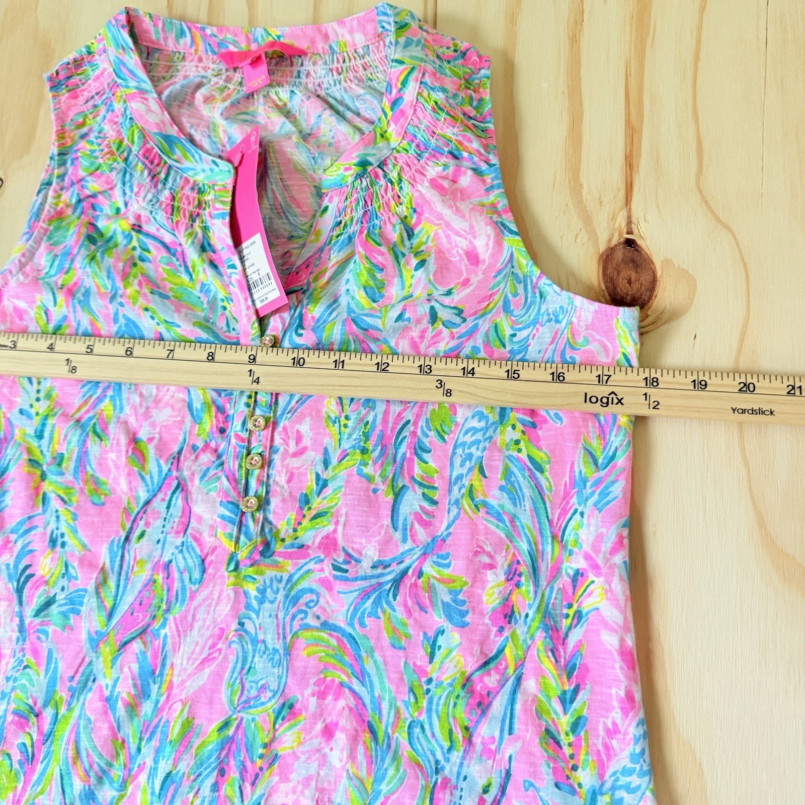 Lilly Pulitzer Size S Essie Unicorn of the Sea Pink Green Tank Top Sleeveless