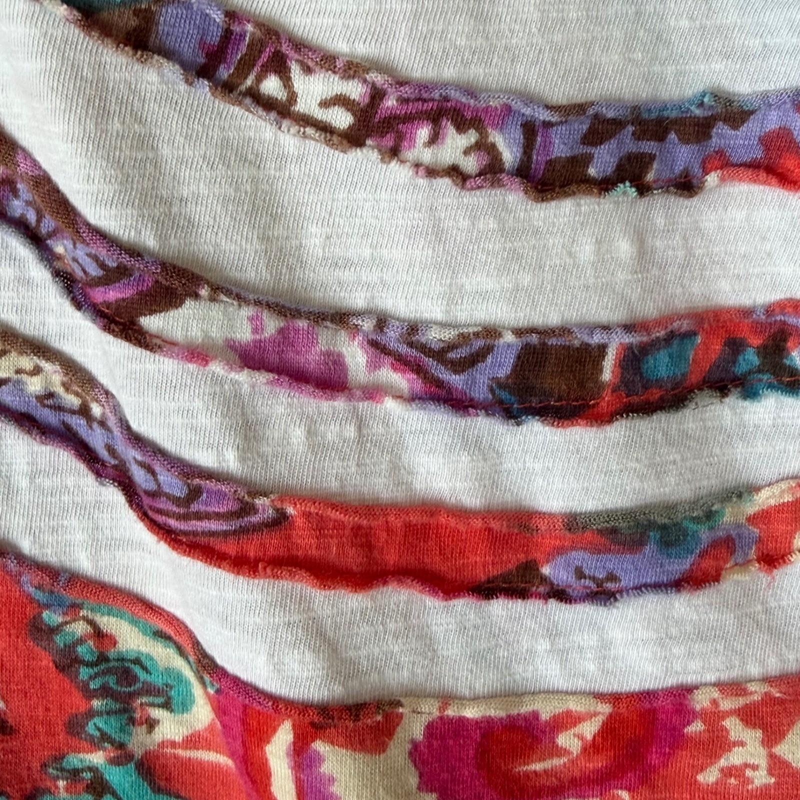 Parsley & Sage Tunic L 100% Cotton Art to Wear V-Neck Texture Psychedelic Multi