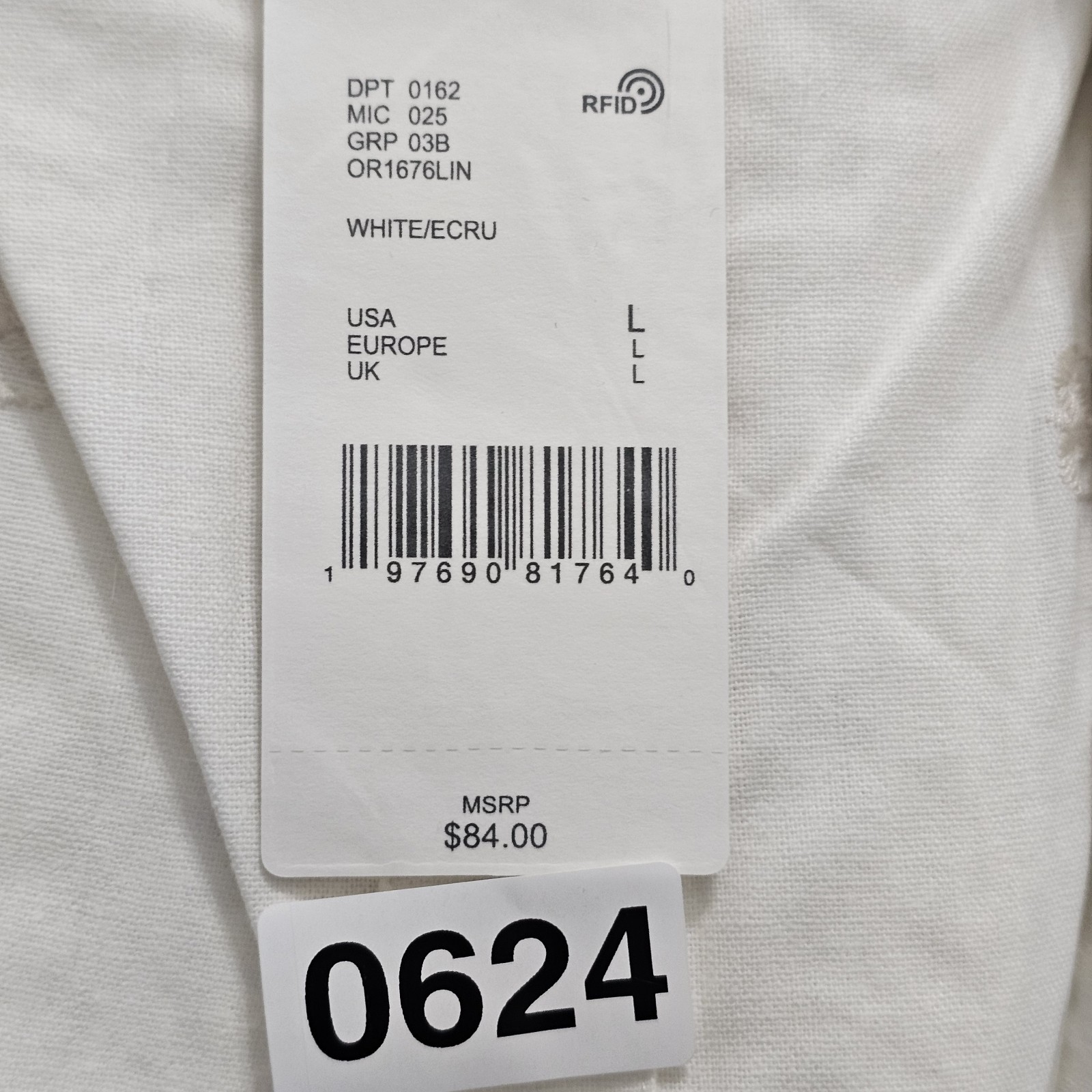 A Loves A Women Tank Top Blouse Large White Linen Cotton Cropped Sleeveless 624