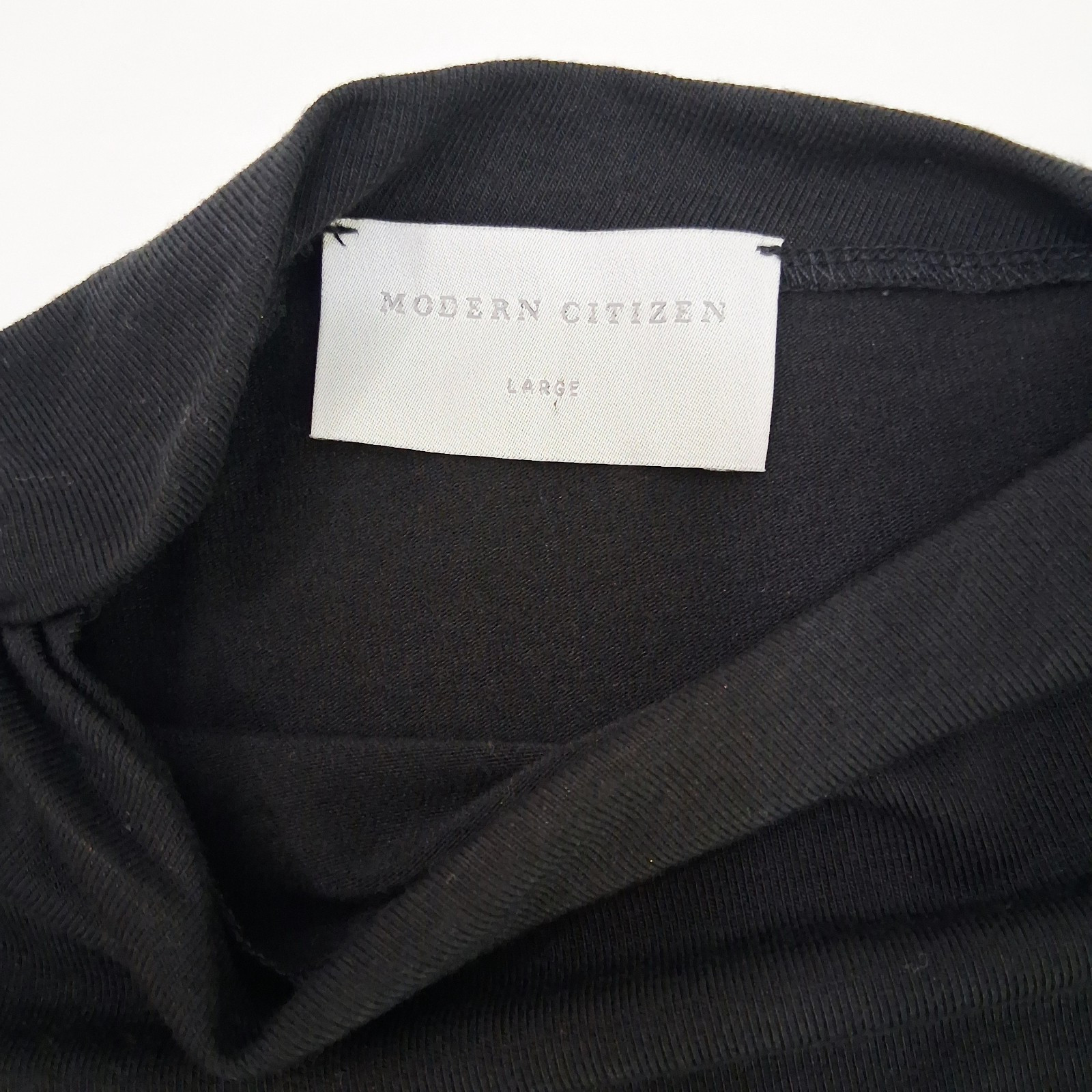 Modern Citizen Vittoria Asymmetric Neck Ruched Tee Black Long Sleeve Large
