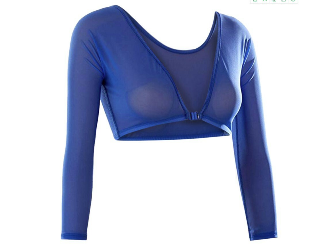 Women’s Mesh See Through Crop Tops Sheer Seamless Arm Shaper Shirt Blouse Shrugs