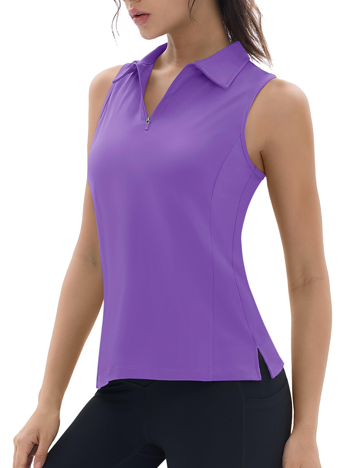 Womens Golf Shirts Sleeveless Racerback Polo Shirt UPF 50+ Workout Athletic Tank