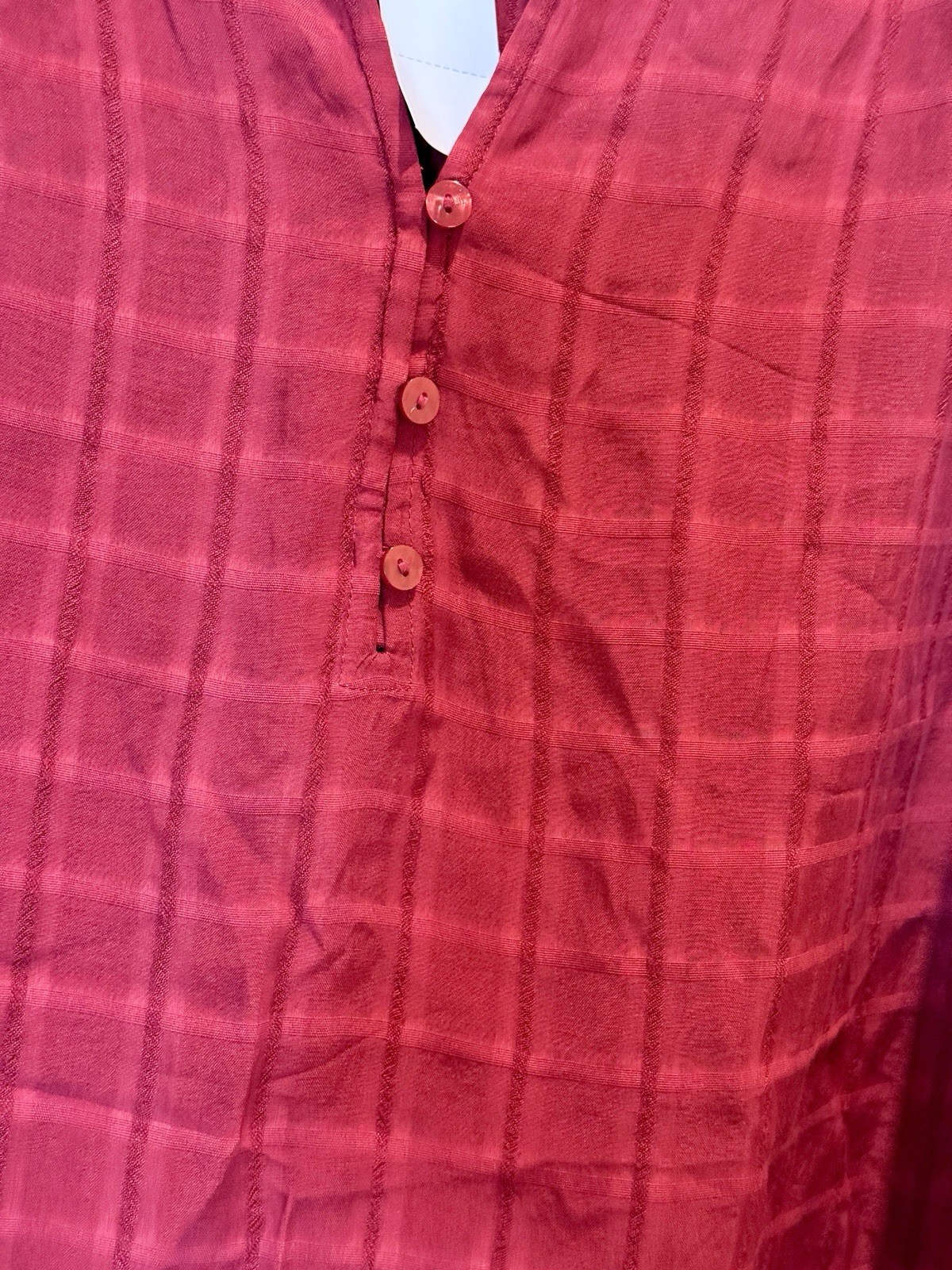 LOFT Top V Neck Rust Orange Red Plaid Solid Color Women Medium NWT