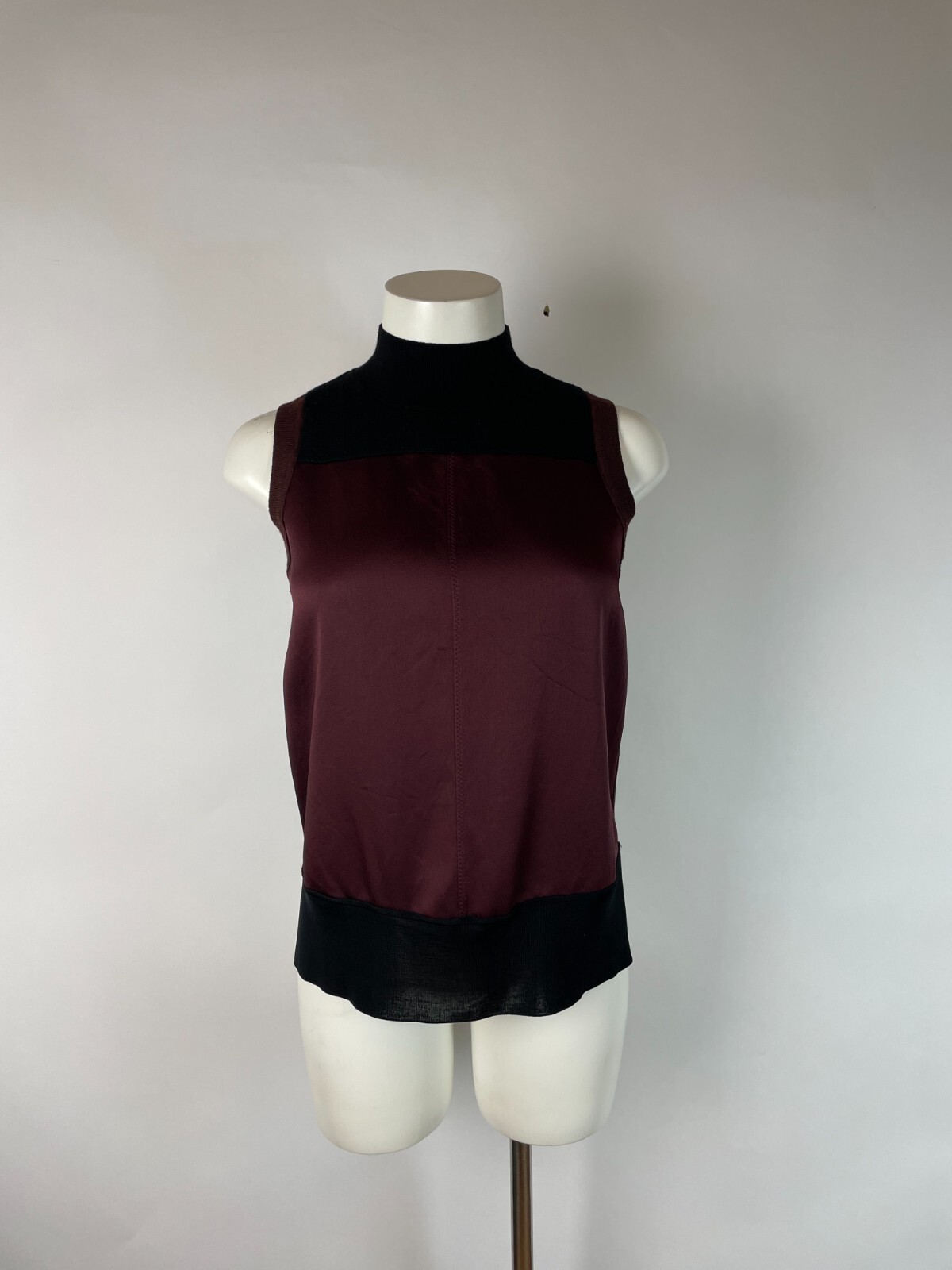 Rag & Bone Top Womens plum black Knit Mock Neck Tank Cutout XS