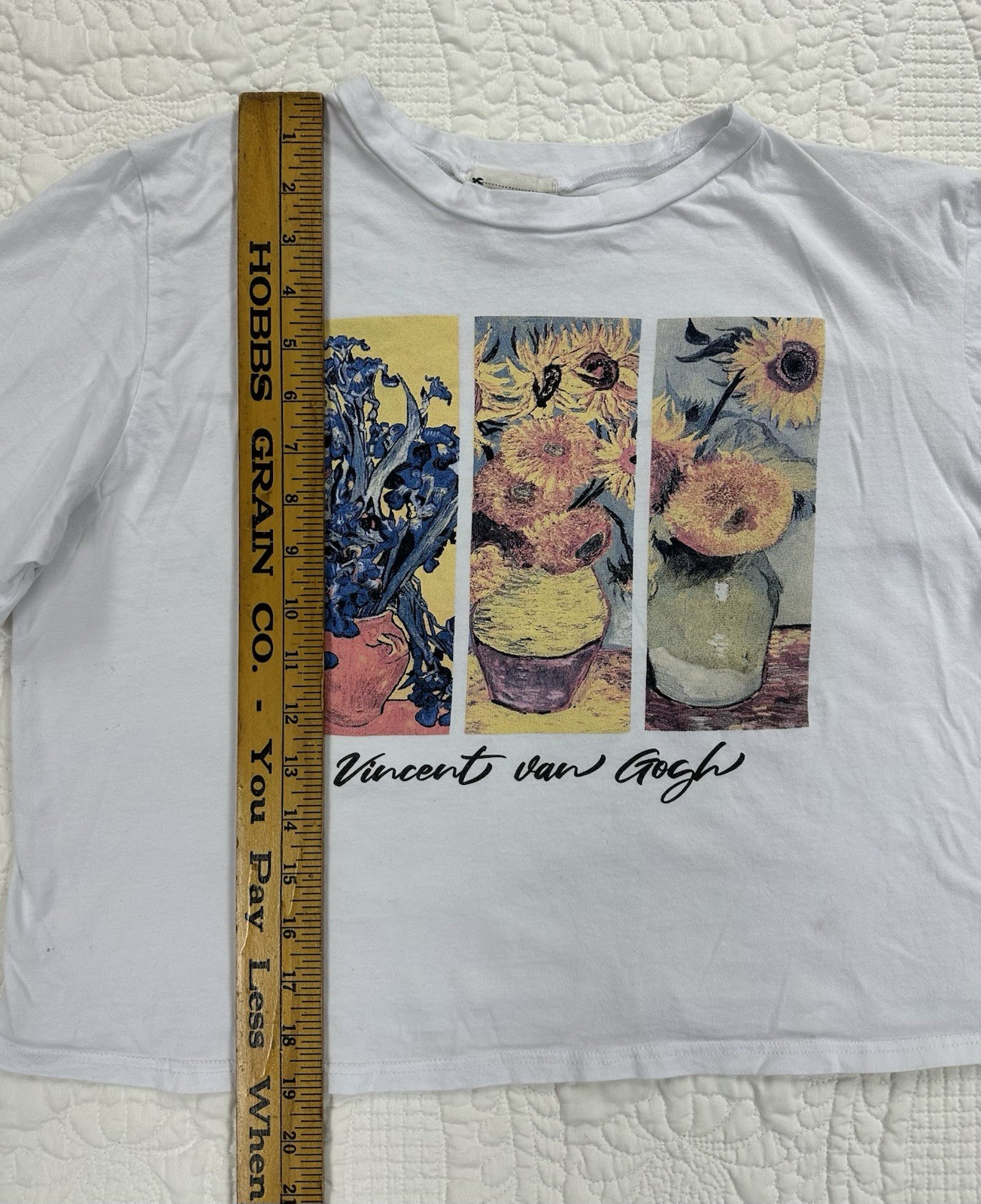 French Pastry Vincent Van Gogh T-Shirt Womens XL Cropped White Wearable Art