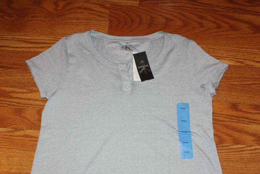 NWT Womens CALVIN KLEIN Gray Split Neck Pullover S/L Terry Shirt M L XL 2XL