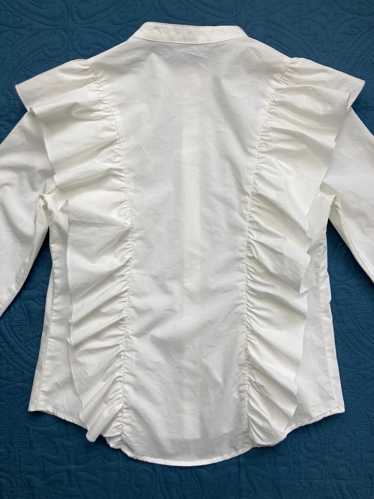 Nylon Apparel USA Ruffle Button Up Blouse Ivory Size Large