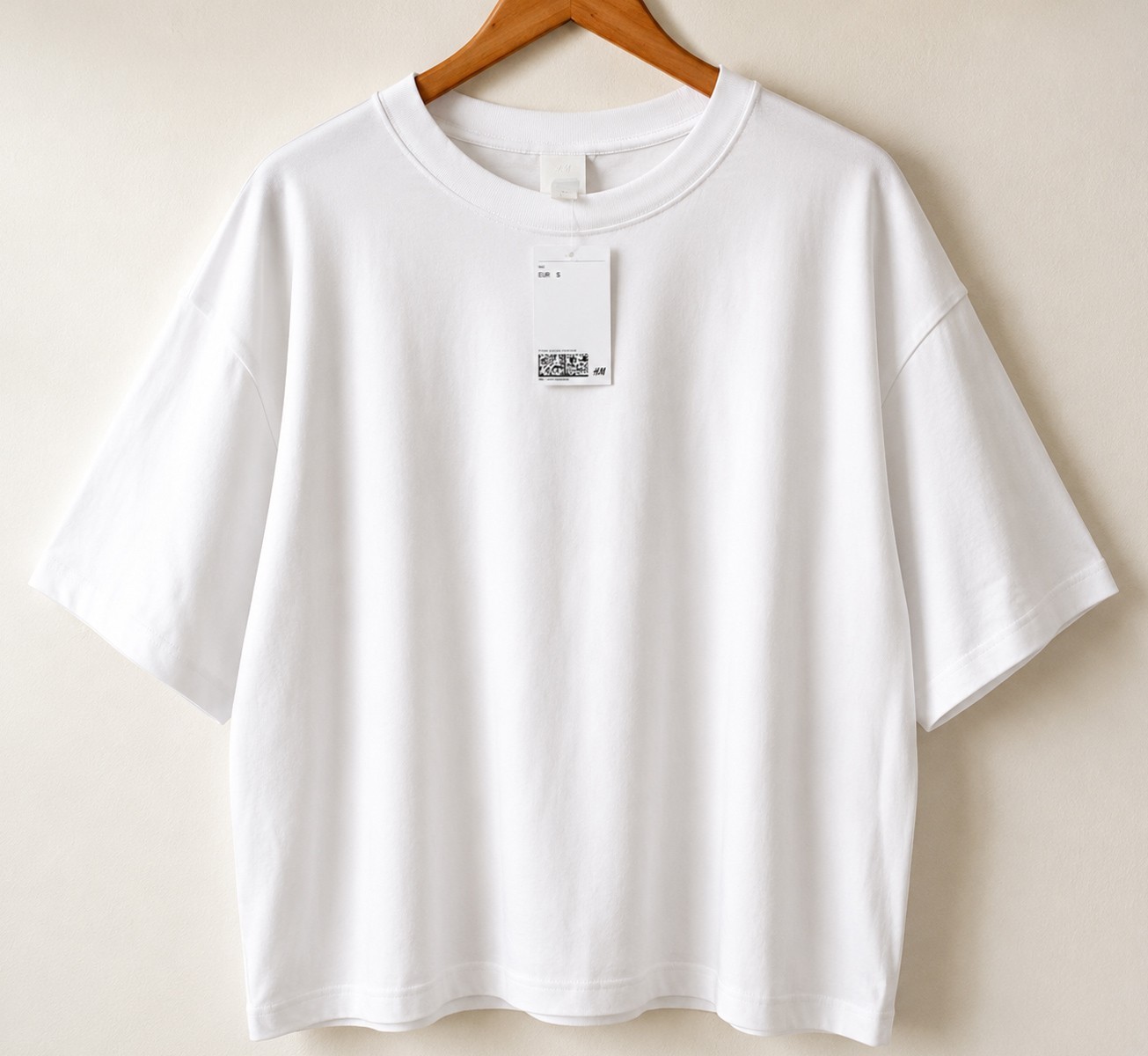 H&M Oversized T Shirt UK S White Relaxed Fit Crew Neck Basic BNWT