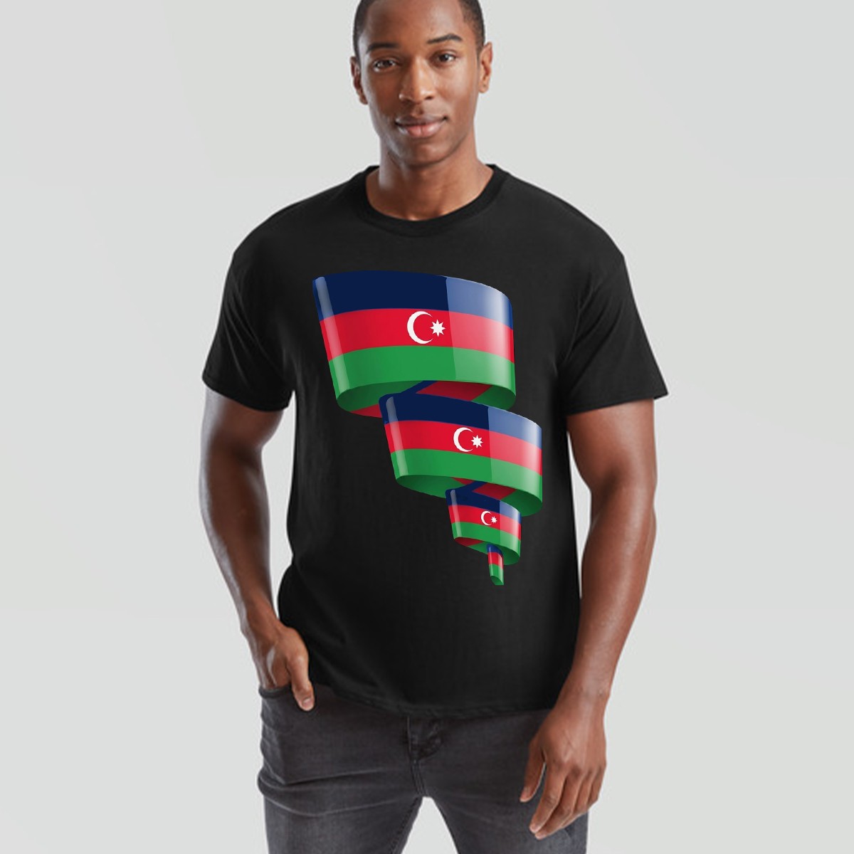 Curled Azerbaijan Unisex Football T Shirt Flag Azerbaijani Day Mens Womens Tee