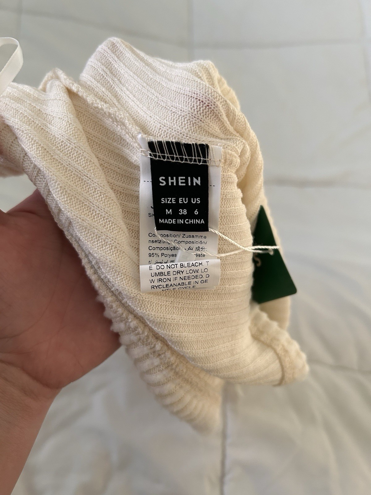 SHEIN Beige Ribbed Knit Strapless Tube Top, Women’s Size M Regular Pullover