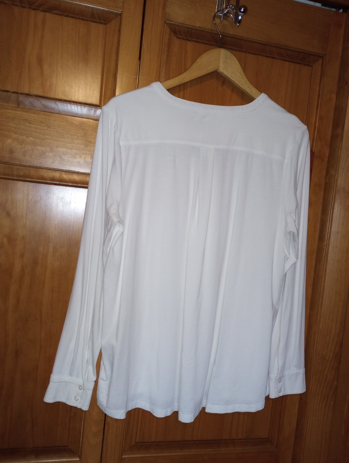 White, LS, Soft Cotton Blend, Lands End Womens Large Capsule Wardrobe Henley Top