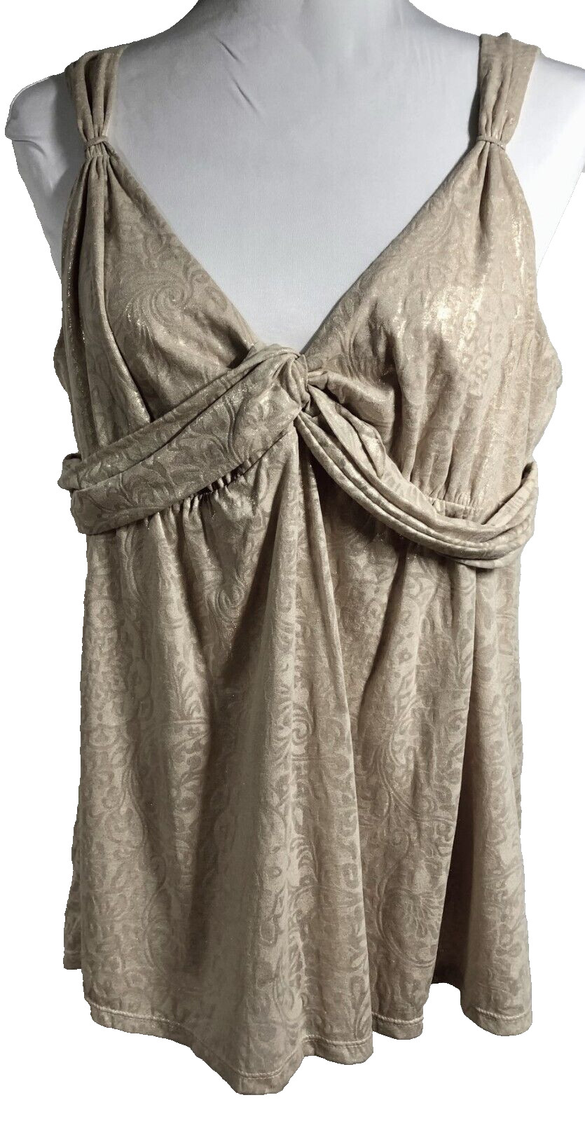 New York & Company Womens Size XL Gold Sleeveless Blouse Lined V Neck NYC NEW